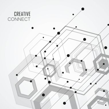 Teknoloji altıgen tarzı şekil ve geometrik arka plan