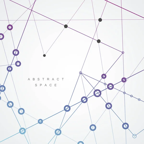 Bağlantılı noktalar ve çizgiler, arka plan ile ağ geometrik tasarım vektör — Stok Vektör