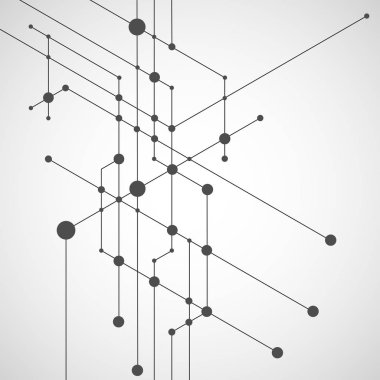 Bağlantılı noktalar ve çizgiler beyaz arka plan üzerinde vektör