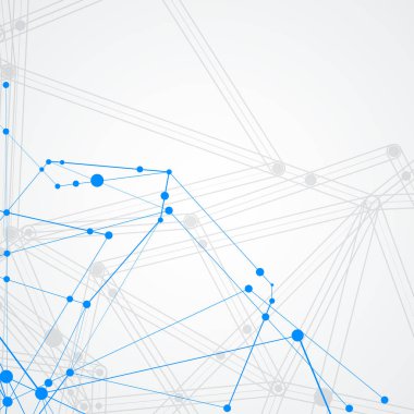 Vektör çizim tasarım ve bağlantılı noktalar ve çizgiler. Geometrik iletişim arka plan