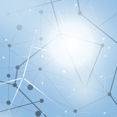 Bağlantılı çizgilerin ve noktaların geometrik arka plan. Vektör çizim