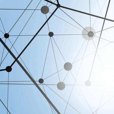 Yaratıcı geometrik arka plan ile soyut üçgen çizmek. Bağlantılı noktalar ve çizgiler