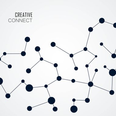 Tıp biyoloji Kimya soyut moleküler bağlantı ve teknoloji tasarım vektör. Kavram noktalar ve çizgiler ile