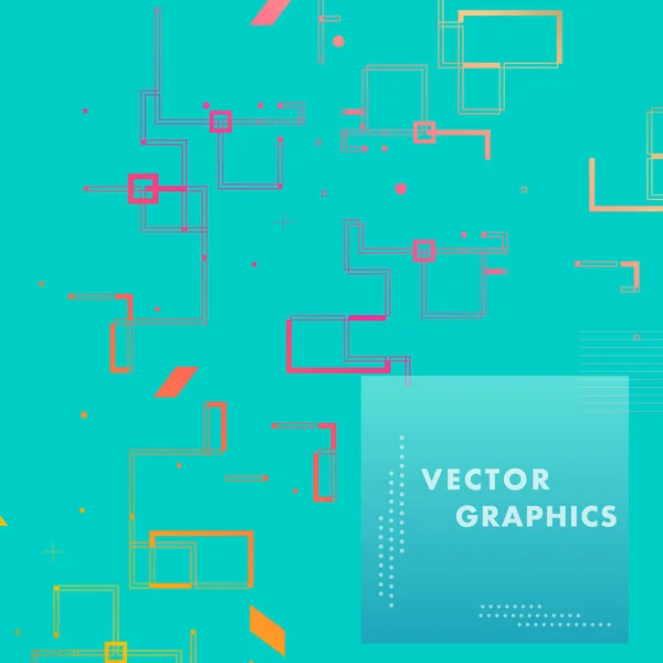 Composition abstraite et éléments géométriques avec lignes de connexion et carré. Fond vectoriel — Image vectorielle