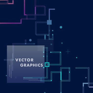 Soyut Kompozisyon ve geometrik öğelerle connect hatları ve kare. Vektör arka plan
