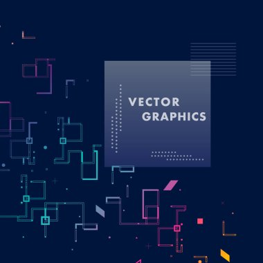 Soyut Kompozisyon ve geometrik öğelerle connect hatları ve kare. Vektör arka plan