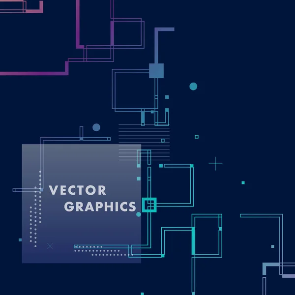 Composition abstraite et éléments géométriques avec lignes de connexion et carré. Fond vectoriel — Image vectorielle