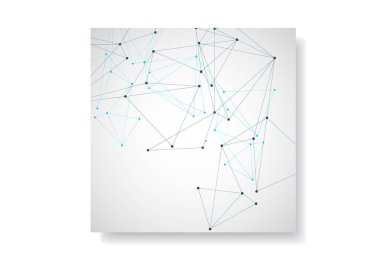 Poligonal üçgenler ve bağlı çizgiler ve noktalar ile broşür şablonu düzeni ve kapak tasarımı