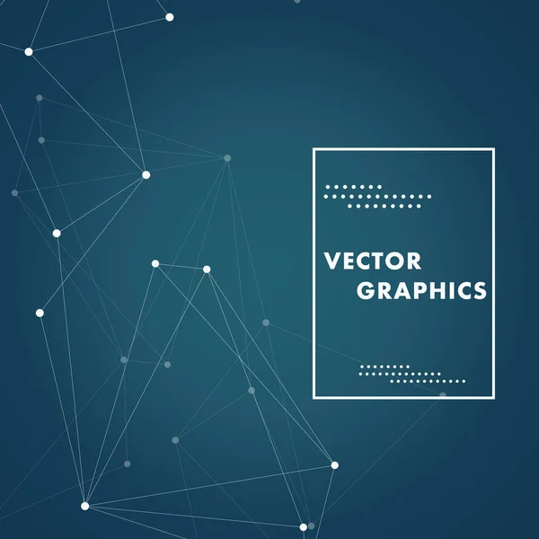 Astratto vettore scienza blu scuro sfondo con punti di connessione e linee — Vettoriale Stock