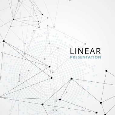 Ağ bağlantı hatları ve gri arka plan üzerinde nokta