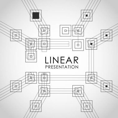 Birbirleri içinde karmaşık kareler geniş çizgilerle birbirine bağlı