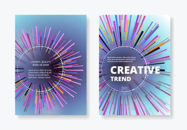 Degrade şekiller ve ışın kompozisyonu tasarımı ile modern soyut kapaklar