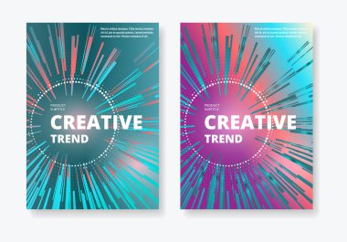 Degrade şekiller ve ışın kompozisyonu tasarımı ile modern soyut kapaklar