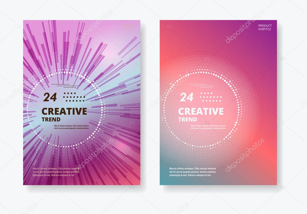 Modern abstract covers with gradient shapes and ray composition design