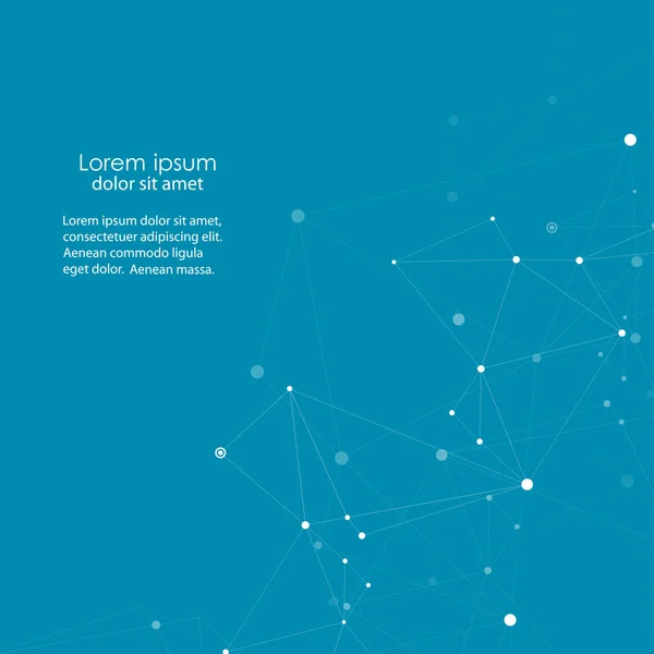 Mavi arka plandaki çokgen şekilli soyut bağlantı teknolojisi. Vektör tasarımı