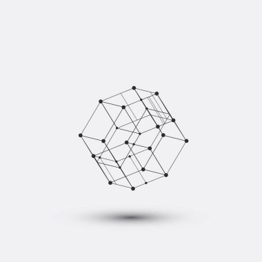 Çizgiler ve noktalar ile dijital geometrik soyutlama. Vektör soyut arka plan ve modern teknoloji illüstrasyon