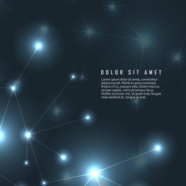 Geometrik bağlantı arka planı. Karanlık bir arka planda çizgiler ve noktalar. Bilimsel vektör arka plan