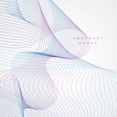 Renkli dalga illüstrasyon. Soyut dalga elemanı ve vektör dijital çizgi sanat arka plan