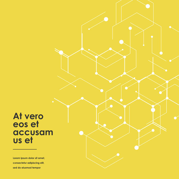 Связь и социальная сеть. Гексагоны генетика, наука, химическая туша. Концепция с линиями и точками. Векторная иллюстрация
