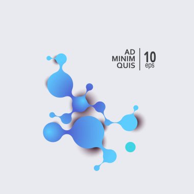 Soyut moleküller ve iletişim teknolojisi metnin için uzayla bağlantılı çemberler. Vektör illüstrasyonu