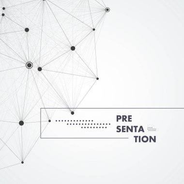 Beyaz zemin üzerinde bulunan siyah renkli ve noktalı soyut moleküller