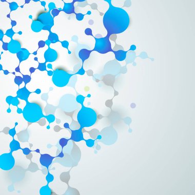 Beyaz arkaplanda soyut mavi menekşe molekülü