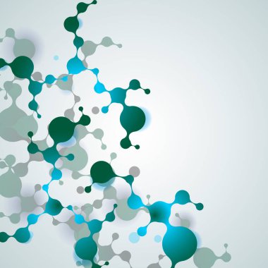 soyut mavi menekşe yeşil moleküller beyaz arkaplanda