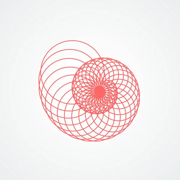 Closup улитки ракушки spiral.seashell, который состоит из красных кругов белого фона — стоковый вектор