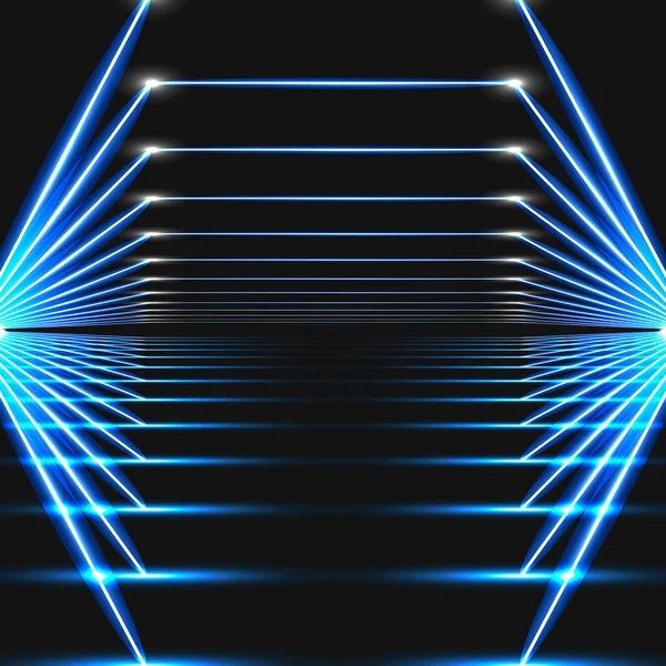Moderne technologie illustratie met vierkante mazen. Abstract gloeiende zeshoek donkere achtergrond — Stockvector