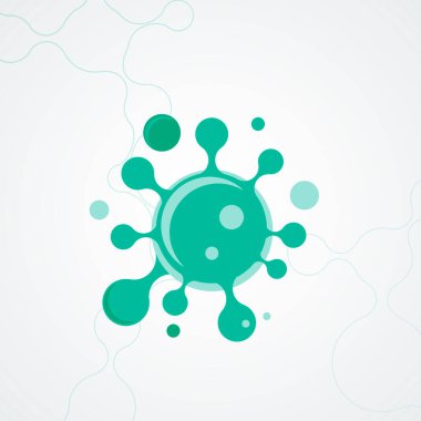 Tıbbi tasarım için düz virüs simgesi. Sağlık güvenliği kavramı. Vektör çizimi. Tasarım kavramı. Düz vektör arkaplanı