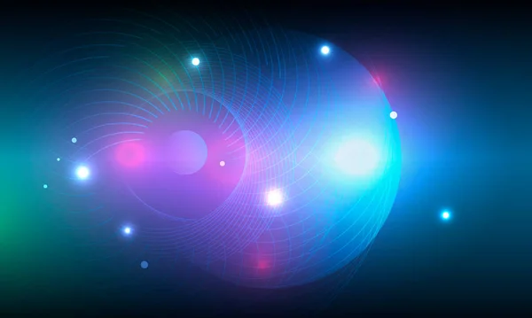 Vecteur abstrait fond de l'espace avec des cercles lumineux — Image vectorielle