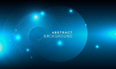 Derin koyu arkaplanda soyut bir biçimde soyut alan arkaplanı. Modern geometrik arka plan. Mavi vektör soyut grafik tasarımı