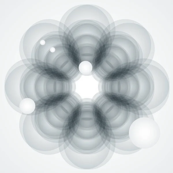 Abstract bloem grijze kleur gemaakt van cirkels witte achtergrond — Stockvector