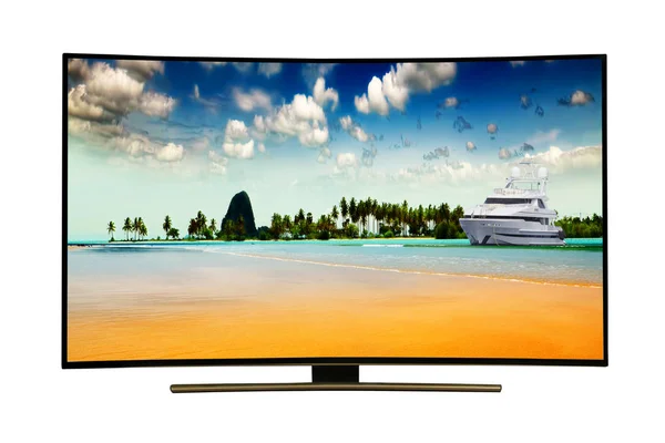 显示器隔离在白色 普吉岛安达曼海 优雅的电视 与令人难以置信的美丽的颜色的图像 — 图库照片