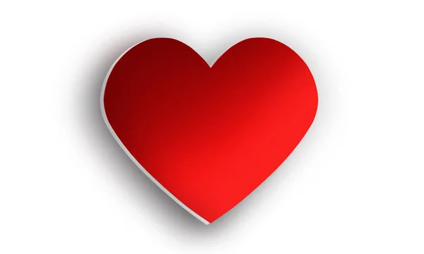 3d καρδιά φωτεινό scarlet, ογκομετρική με σκιά, απομονώνονται σε whi — Φωτογραφία Αρχείου