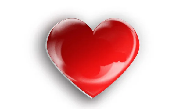 3d corazón brillante escarlata, volumétrico con sombra, aislado en whi —  Fotos de Stock
