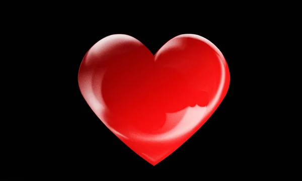 3d coração escarlate brilhante, volumétrico com sombra, isolado no whi — Fotografia de Stock