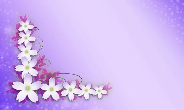 Illustration 3D. Bouquet de fleurs isolé sur fond lilas — Photo