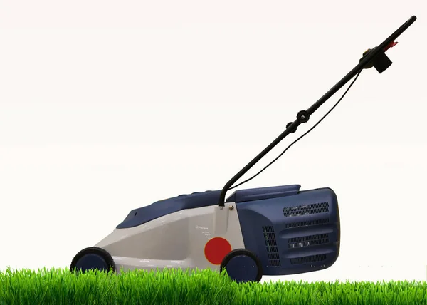 Lawn mower mows — Stock Photo, Image