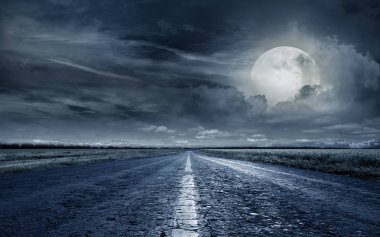 asfalt yol gece