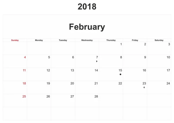 2018 Monthly Calendar White Background — Stock Photo, Image