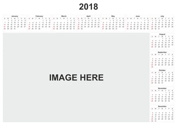画像の白い背景と空間で 2018年カレンダー — ストック写真