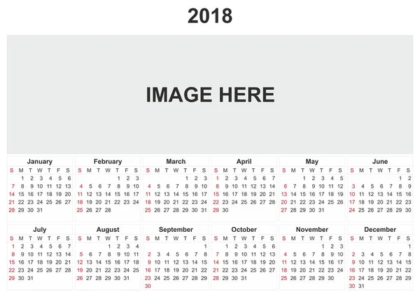 Calendário 2018 Com Fundo Branco Espaço Para Imagem — Fotografia de Stock