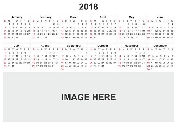 2018 Kalendář Bílým Pozadím Prostor Pro Obrázek — Stock fotografie
