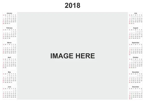 Calendario 2018 Con Fondo Blanco Espacio Para Imagen — Foto de Stock