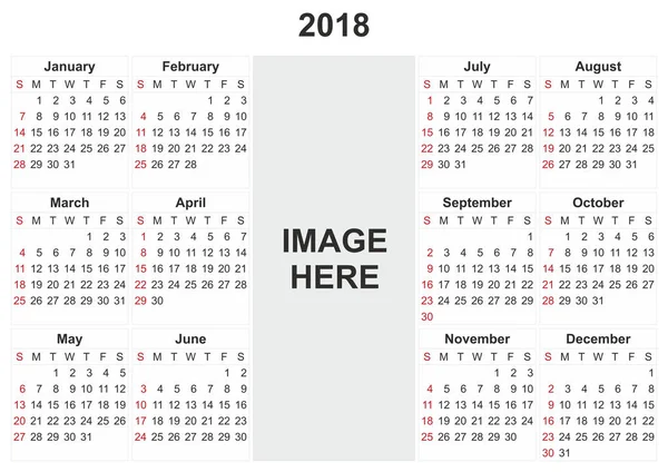 Calendário 2018 Com Fundo Branco Espaço Para Imagem — Fotografia de Stock