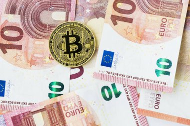 Bitcoin Cryptocurrency dijital Bit sikke Btc para birimi teknoloji iş Internet kavramı.