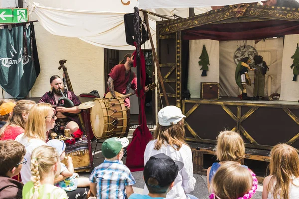 Torneio Medieval Com Cavaleiros Espetáculos Comidas Bebidas Típicos Região Kaltenber — Fotografia de Stock