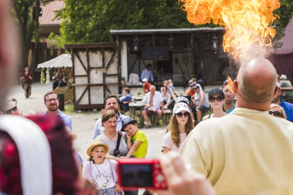 Torneio Medieval Com Cavaleiros Espetáculos Comidas Bebidas Típicos Região Kaltenber — Fotografia de Stock