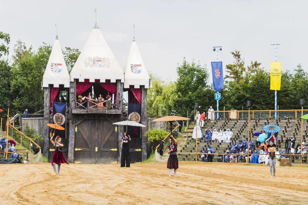 Torneio Medieval Com Cavaleiros Espetáculos Comidas Bebidas Típicos Região Kaltenber — Fotografia de Stock